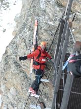 Les échelles du Pas de Chèvre pour rejoindre la cabane des Dix